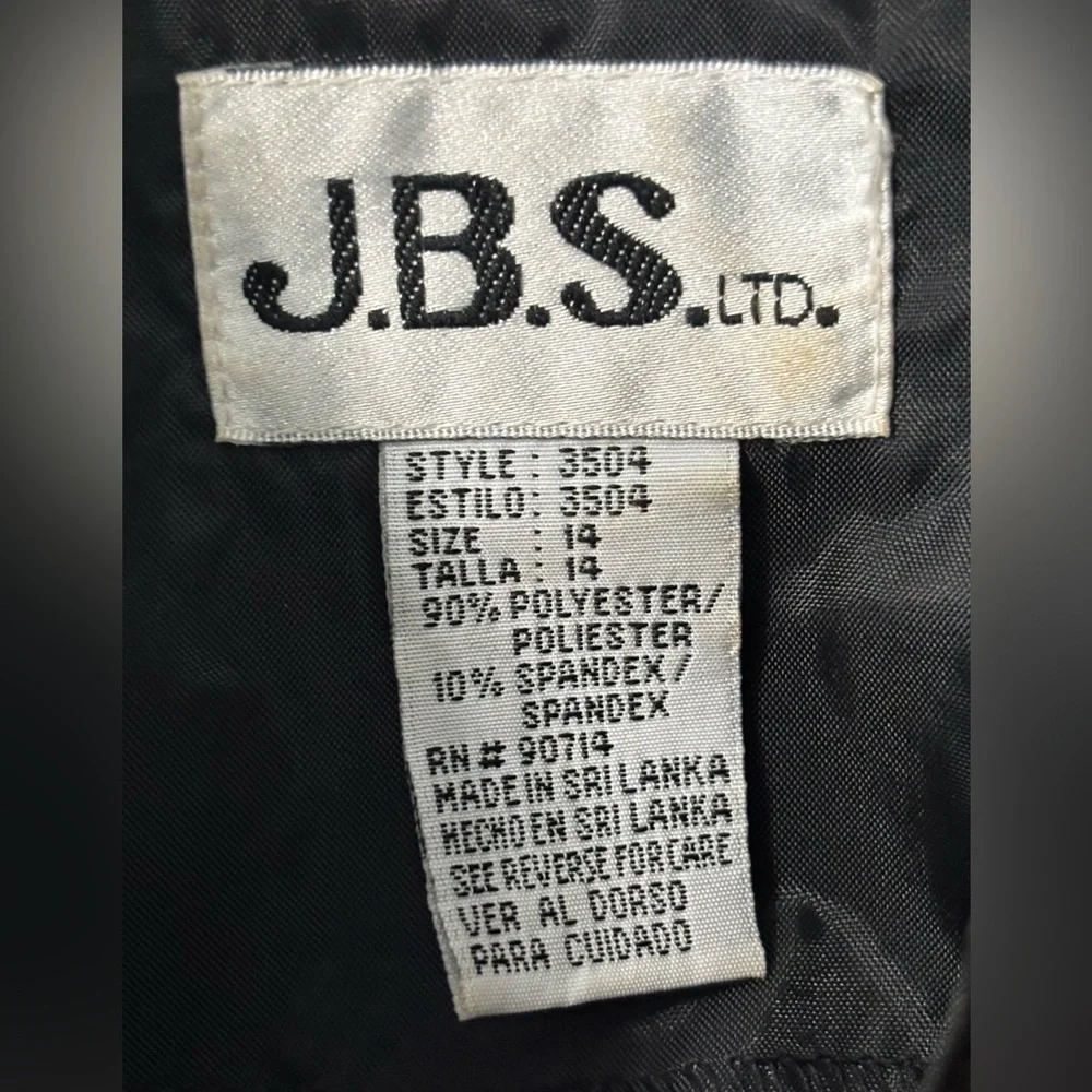 JBS Blazer Jacket 14 Black Velvet Gold Accents Evening Wear NYE Holiday Party